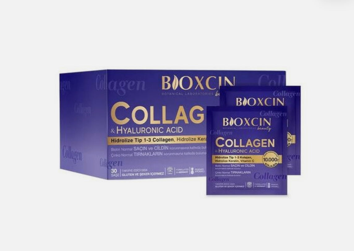 Bioxcin Beauty Collagen Sachets – Hydrolyzed Type 1-3 Collagen, Hyaluronic Acid & Keratin – 30 Sachets